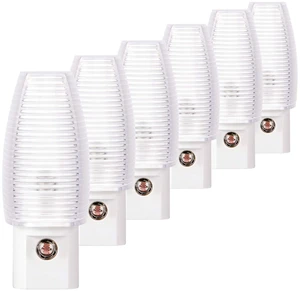 Plug-in LED Night Light Dusk-Dawn Sensor Neutral White 6 Pack Neutral white sensor night light, ideal for nursery, bedroom, bathroom, hallway, stairs & kitchen Plug-in LED Night Light Dusk-Dawn Sensor Neutral White 6 Pack Neutral white sensor night light, ideal for nursery, bedroom, bathroom, hallway, stairs & kitchen