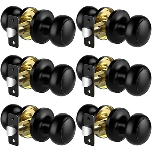 Passage Door Knobs, 6 Pack Matte Black Door Knobs, Hallway Closet Non-Locking Interior Doorknobs, Round Door Handles Keyless Reversible for Left/Right Handed Doors Passage Door Knobs, 6 Pack Matte Black Door Knobs, Hallway Closet Non-Locking Interior Doorknobs, Round Door Handles Keyless Reversible for Left/Right Handed Doors