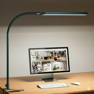 LED Desk Lamp - Desk Light for Home Office - Flexible Gooseneck - 5 Color Modes X 11 Brightness Levels - 1300LM - Timmer & Memory Function - 12W Clip on Light - Green LED Desk Lamp - Desk Light for Home Office - Flexible Gooseneck - 5 Color Modes X 11 Brightness Levels - 1300LM - Timmer & Memory Function - 12W Clip on Light - Green