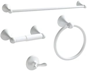 Bathroom Accessories Set, White Paint Expandable Towel Bar 4-Piece Bathroom Accessory Set Wall Mounted Towel Ring Robe Hook Toilet Paper Holder Towel Holder Bathroom Accessories Set, White Paint Expandable Towel Bar 4-Piece Bathroom Accessory Set Wall Mounted Towel Ring Robe Hook Toilet Paper Holder Towel Holder