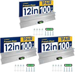 French Cleat, Picture and Mirror Hanger, Aluminum French Cleat, Headboard Wall Mounting Brackets with Screws(12 Inch-1 Pair, Support 80 lbs) (Pack of 3) French Cleat, Picture and Mirror Hanger, Aluminum French Cleat, Headboard Wall Mounting Brackets with Screws(12 Inch-1 Pair, Support 80 lbs) (Pack of 3)