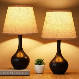16.1" Touch Table Lamp for Nightstand, Dimmable Small Bedroom Lamp Set of 2 Touch Control, Set of 2, Bulb Included, Black Bedside Lamps for Desk, Night Stands, Living Room, End Table, Corded 16.1" Touch Table Lamp for Nightstand, Dimmable Small Bedroom Lamp Set of 2 Touch Control, Set of 2, Bulb Included, Black Bedside Lamps for Desk, Night Stands, Living Room, End Table, Corded