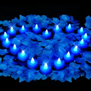 4000 Pieces Blue Artificial Rose Petals with 50 Blue Heart LED Tea Lights, Rose Petals and Candles Set for Proposal, Anniversary, Romantic Night, Wedding Decor 4000 Pieces Blue Artificial Rose Petals with 50 Blue Heart LED Tea Lights, Rose Petals and Candles Set for Proposal, Anniversary, Romantic Night, Wedding Decor