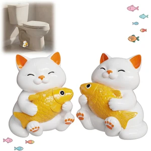 Ceramic Cat Toilet Bolt Covers Decorative, Tool-Free Install 2 Pack Premium ceramic, Hides Ugly Toilet Floor Bolts, Bolt Hole 0.94'', with 2 Floor Bolt Caps & Washers,Themed Bathroom Decorators Ceramic Cat Toilet Bolt Covers Decorative, Tool-Free Install 2 Pack Premium ceramic, Hides Ugly Toilet Floor Bolts, Bolt Hole 0.94'', with 2 Floor Bolt Caps & Washers,Themed Bathroom Decorators