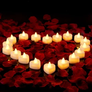 4000 Pieces Artificial Rose Petals with 50 Heart LED Tea Lights Candles Kit, Rose Petals and Candles Set for Proposal, Anniversary, Special Romantic Night, Wedding Table Decor 4000 Pieces Artificial Rose Petals with 50 Heart LED Tea Lights Candles Kit, Rose Petals and Candles Set for Proposal, Anniversary, Special Romantic Night, Wedding Table Decor