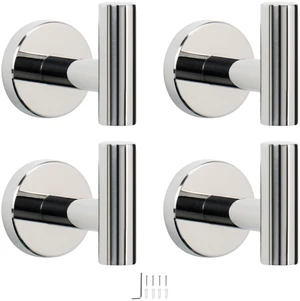 Bath Towel Hooks- SUS 304 Stainless Steel Robe Hook Holder, Heavy Duty Coat Hook for Bathroom Livingroom Hotel Kitchen Garage, Wall Mounted (Chrome Finish, 4 Pack) Bath Towel Hooks- SUS 304 Stainless Steel Robe Hook Holder, Heavy Duty Coat Hook for Bathroom Livingroom Hotel Kitchen Garage, Wall Mounted (Chrome Finish, 4 Pack)