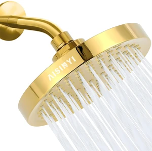 High Pressure Rainfall Shower Head, 6 Inches Showerhead with Perfect Adjustable Replacement, Removable Restrictor, Easy Installation for Your Bathroom Shower Heads (Deluxe Gold + Shower Arm) High Pressure Rainfall Shower Head, 6 Inches Showerhead with Perfect Adjustable Replacement, Removable Restrictor, Easy Installation for Your Bathroom Shower Heads (Deluxe Gold + Shower Arm)