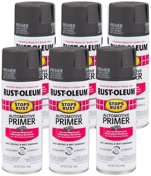 Stops Rust Automotive Primer Spray, Flat Dark Gray Rust Resistant, Indoor and Outdoor, Beautiful Finish on Metal, Wood and More, Sprays from Any Angle, 12 oz, 6 Pack Stops Rust Automotive Primer Spray, Flat Dark Gray Rust Resistant, Indoor and Outdoor, Beautiful Finish on Metal, Wood and More, Sprays from Any Angle, 12 oz, 6 Pack