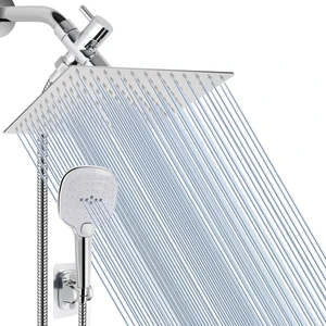 Shower Head with Hose, High Pressure Stainless Steel Rain Shower and 3 Settings Handheld Spray Combo with Push Button Flow Control (12 Inch, Chrome Finish) Shower Head with Hose, High Pressure Stainless Steel Rain Shower and 3 Settings Handheld Spray Combo with Push Button Flow Control (12 Inch, Chrome Finish)
