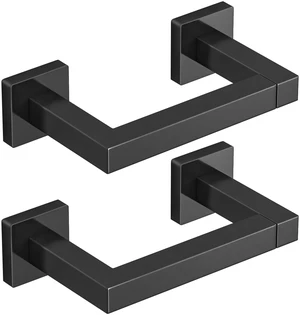 Toilet Paper Holder Matte Black, 2 Pack Wall Mount for Bathroom Square Tissue Paper Holder, Stainless Steel, Double Post Pivoting, Commercial Toilet Paper Dispenser Toilet Paper Holder Matte Black, 2 Pack Wall Mount for Bathroom Square Tissue Paper Holder, Stainless Steel, Double Post Pivoting, Commercial Toilet Paper Dispenser