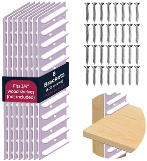 Made in USA Adjustable Shelf Brackets, 8-Pack (4 Pairs) Easy-to-Adjust One-Row Storage for Custom-Fit Shelves Your Items, Your Wood, You Supply It Made in USA Adjustable Shelf Brackets, 8-Pack (4 Pairs) Easy-to-Adjust One-Row Storage for Custom-Fit Shelves Your Items, Your Wood, You Supply It