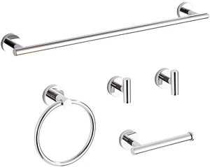 Chrome Bathroom Hardware Set 5 Piece with Towel Racks for Bathroom, SUS304 Stainless Steel Bath Towel Bar Set, 24 Inch Wall Mounted Accessories Kit Chrome Bathroom Hardware Set 5 Piece with Towel Racks for Bathroom, SUS304 Stainless Steel Bath Towel Bar Set, 24 Inch Wall Mounted Accessories Kit
