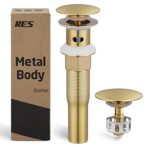 All Metal Bathroom Sink Drain with Strainer Basket Hair Catcher Anti Clog Pop Up Drain Stopper for Vanity Vessel Sink with Overflow, Rustproof 18/8 Stainless Steel Brushed Gold, S2013A-BZ All Metal Bathroom Sink Drain with Strainer Basket Hair Catcher Anti Clog Pop Up Drain Stopper for Vanity Vessel Sink with Overflow, Rustproof 18/8 Stainless Steel Brushed Gold, S2013A-BZ
