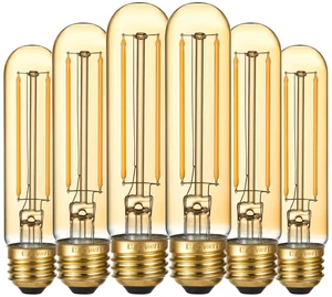T10 Tubular E26 Light Bulb,Dimmable,Amber Light Bulbs,4w 2200K 4w=Edison Bulbs 40 watt,250lm,AC120V,360°,ETL,No Flicker,Light Bulbs 40 watt for Rustic Pendant,Chandeliers,Wall Sconce,6Pack T10 Tubular E26 Light Bulb,Dimmable,Amber Light Bulbs,4w 2200K 4w=Edison Bulbs 40 watt,250lm,AC120V,360°,ETL,No Flicker,Light Bulbs 40 watt for Rustic Pendant,Chandeliers,Wall Sconce,6Pack