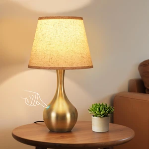16.1" Touch Table Lamp for Nightstand, 3 Way Dimmable Small Bedroom Lamp Touch Control, Bulb Included, Gold Bedside Lamps for Desk, Night Stands, Living Room, End Table, Corded 16.1" Touch Table Lamp for Nightstand, 3 Way Dimmable Small Bedroom Lamp Touch Control, Bulb Included, Gold Bedside Lamps for Desk, Night Stands, Living Room, End Table, Corded