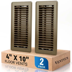 4" x 10" Floor Register Vent Covers 2-Pack, Brown Floor Vent Walkable Powder-Coated Metal Vent Covers with Adjustable Airflow, Curved Safe Edges for Home Floor 4" x 10" Floor Register Vent Covers 2-Pack, Brown Floor Vent Walkable Powder-Coated Metal Vent Covers with Adjustable Airflow, Curved Safe Edges for Home Floor