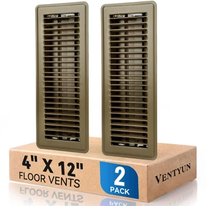 4" x 12" Floor Register Vent Covers 2-Pack, Brown Floor Vent Walkable Powder-Coated Metal Vent Covers with Adjustable Airflow, Curved Safe Edges for Home Floor 4" x 12" Floor Register Vent Covers 2-Pack, Brown Floor Vent Walkable Powder-Coated Metal Vent Covers with Adjustable Airflow, Curved Safe Edges for Home Floor