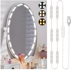 LED Vanity Lights for Mirror, Hollywood Style Dimmable Light Strip Adjustable Color & Brightness, USB Cable, Makeup Lights Stick on for Vanity Table Dressing Room Mirror LED Vanity Lights for Mirror, Hollywood Style Dimmable Light Strip Adjustable Color & Brightness, USB Cable, Makeup Lights Stick on for Vanity Table Dressing Room Mirror