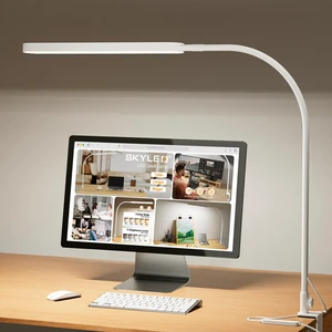 Led Desk Lamp - 33.5" Desk Light - Flexible Gooseneck - 5 Color Modes X 11 Brightness Levels - 1300LM - Timmer & Memory Function - 12W Clip on Light - White Led Desk Lamp - 33.5" Desk Light - Flexible Gooseneck - 5 Color Modes X 11 Brightness Levels - 1300LM - Timmer & Memory Function - 12W Clip on Light - White
