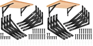 Heavy Duty Shelf Brackets - 8 Pcs L Shaped Metal Wall Mount Shelves Support for Floating Shelves (3.7 x 6 inch) (Pack of 2) Heavy Duty Shelf Brackets - 8 Pcs L Shaped Metal Wall Mount Shelves Support for Floating Shelves (3.7 x 6 inch) (Pack of 2)