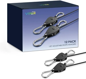 Retractable Heavy Duty Ratchet Tie Down Straps 1/8" 12 Pack, 8ft Tie-Down 75lbs/Pack Rope Pulley System with Carabiner Hook Rope Adjuster for Hanging Plants/Grow Light/Tents Various Uses Retractable Heavy Duty Ratchet Tie Down Straps 1/8" 12 Pack, 8ft Tie-Down 75lbs/Pack Rope Pulley System with Carabiner Hook Rope Adjuster for Hanging Plants/Grow Light/Tents Various Uses