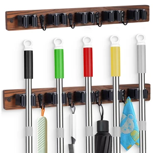 2 PACK Broom Holder Wall Mount With 5 Slots & 4 HooksRustic Wood Broom & Mop HangerWall Mounted Garden & Garage Tool Storage Organizer Rack for Closet Laundry Room or Kitchen Wall Decor 2 PACK Broom Holder Wall Mount With 5 Slots & 4 HooksRustic Wood Broom & Mop HangerWall Mounted Garden & Garage Tool Storage Organizer Rack for Closet Laundry Room or Kitchen Wall Decor