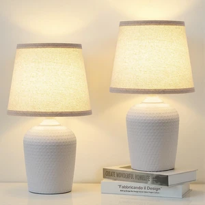 16 Small Table Lamps Set of 2 for Bedroom, Nightstand Lamp Beige & White Cute & Unique, Fabric Shade, Perfect for Desk Living Room Side Table Reading Nursery 16 Small Table Lamps Set of 2 for Bedroom, Nightstand Lamp Beige & White Cute & Unique, Fabric Shade, Perfect for Desk Living Room Side Table Reading Nursery