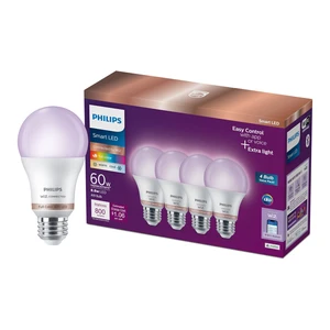 Smart Lighting Connected Light Bulbs, 4-Pack, Color A19 60W 800LM E26 Indoor LED Lights, Smart Bulbs with Motion Detection, Control with Voice or App Smart Lighting Connected Light Bulbs, 4-Pack, Color A19 60W 800LM E26 Indoor LED Lights, Smart Bulbs with Motion Detection, Control with Voice or App