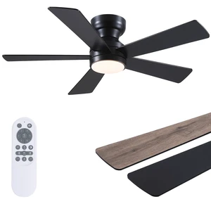 Black Ceiling Fans with Lights - 46" Flush Mount Ceiling Fan with Remote and 5 Reversible Blades, 3CCT Dimmable, 6 Wind Speeds&2H Timer, Indoor Low Profile Fan Light Fixture for Modern Bedroom Black Ceiling Fans with Lights - 46" Flush Mount Ceiling Fan with Remote and 5 Reversible Blades, 3CCT Dimmable, 6 Wind Speeds&2H Timer, Indoor Low Profile Fan Light Fixture for Modern Bedroom