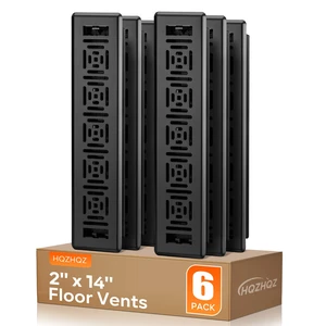 Floor Register 2x14, Heavy Duty Walkable Steel Floor Vents Easy Adjust Air Flow Direction Floor Registers, Boston Design, Black Air Floor Vent Covers for Home Floor Register 2x14, Heavy Duty Walkable Steel Floor Vents Easy Adjust Air Flow Direction Floor Registers, Boston Design, Black Air Floor Vent Covers for Home