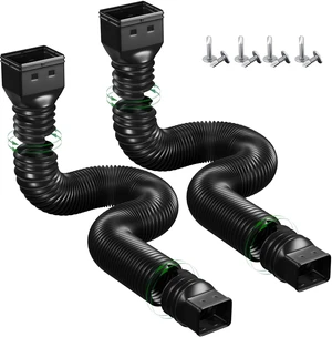 2 Pack Rain Gutter Downspout Extensions Flexible,Down Spout Extender Diverter Extendable from 21 to 68 in,Screws for Included,Black 2 Pack Rain Gutter Downspout Extensions Flexible,Down Spout Extender Diverter Extendable from 21 to 68 in,Screws for Included,Black