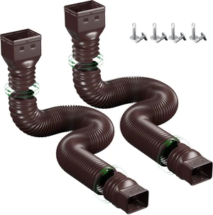 2 Pack Rain Gutter Downspout Extensions Flexible,Universal Drain Downspout Extender Drainage Connector 21"-68",Screws for Included,Brown 2 Pack Rain Gutter Downspout Extensions Flexible,Universal Drain Downspout Extender Drainage Connector 21"-68",Screws for Included,Brown