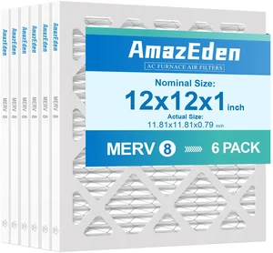 12x12x1 Air Filter 6-Pack (MERV 8) Dust Defense MPR 600 & FPR 5 AC Furnace Filters Pleated Replacement (Actual Size: 11.81"x11.81"x 0.79") 12x12x1 Air Filter 6-Pack (MERV 8) Dust Defense MPR 600 & FPR 5 AC Furnace Filters Pleated Replacement (Actual Size: 11.81"x11.81"x 0.79")