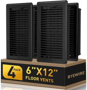 Floor Register Fits 6x12 or 12x6 Duct Opening, 4 Pack Black Floor Vents Heavy Duty Walkable Floor Vent Covers, Adjustable Airflow HVAC Air Vents, Steel Rust-Proof Vent Covers for Home & Office Floor Register Fits 6x12 or 12x6 Duct Opening, 4 Pack Black Floor Vents Heavy Duty Walkable Floor Vent Covers, Adjustable Airflow HVAC Air Vents, Steel Rust-Proof Vent Covers for Home & Office