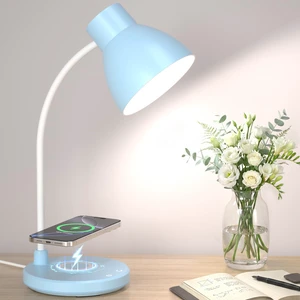 LED Desk Lamp for Home Office with Wireless Charger, Blue 3 Color Modes Dimmable Eye-Caring Study Reading Dorm Desk Lamp, 360° Flexible Arm Table Lamp for College Dorm Room, 800 Lumen LED Desk Lamp for Home Office with Wireless Charger, Blue 3 Color Modes Dimmable Eye-Caring Study Reading Dorm Desk Lamp, 360° Flexible Arm Table Lamp for College Dorm Room, 800 Lumen