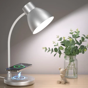 LED Desk Lamp for Home Office with Wireless Charger, Silver 3 Color Modes Dimmable Eye-Caring Study Reading Dorm Desk Lamp, 360° Flexible Arm Table Lamp for College Dorm Room, 800 Lumen LED Desk Lamp for Home Office with Wireless Charger, Silver 3 Color Modes Dimmable Eye-Caring Study Reading Dorm Desk Lamp, 360° Flexible Arm Table Lamp for College Dorm Room, 800 Lumen