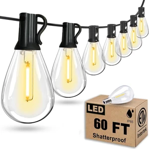 60FT Outdoor String Lights, Waterproof 16+1 Edison Shatterproof Bulbs Led Outside Patio Lights for Porch Deck Garden Backyard Balcony Wedding Party Decor 60FT Outdoor String Lights, Waterproof 16+1 Edison Shatterproof Bulbs Led Outside Patio Lights for Porch Deck Garden Backyard Balcony Wedding Party Decor
