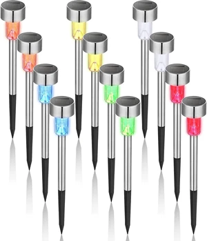 Solar Garden Lights Outdoor, 12 Pack 6-Color, IP65 Waterproof Decorative Pathway Lights, Stainless Steel LED Landscape Lighting for Yard, Lawn, Walkway Solar Garden Lights Outdoor, 12 Pack 6-Color, IP65 Waterproof Decorative Pathway Lights, Stainless Steel LED Landscape Lighting for Yard, Lawn, Walkway