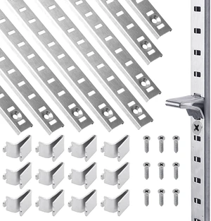 20 Packs 17 Inches Metal Pilaster Shelf Bracket Rails with Adjustable Shelving Support Clips and Mount Screws for Cabinet, Shelves Storage 20 Packs 17 Inches Metal Pilaster Shelf Bracket Rails with Adjustable Shelving Support Clips and Mount Screws for Cabinet, Shelves Storage