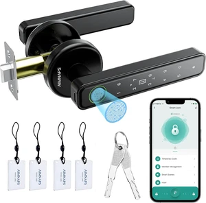 Fingerprint Door Lock, Door Locks for Bedroom, Keyless Entry Door Knob with Handle,Generate Passcode App Remotely-Smart Door Lock for Apartment, Office-Black Fingerprint Door Lock, Door Locks for Bedroom, Keyless Entry Door Knob with Handle,Generate Passcode App Remotely-Smart Door Lock for Apartment, Office-Black
