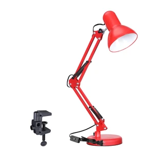 Metal Desk Lamp, Adjustable Swing Arm, E26, Red Architect Gooseneck Multi-Joint Clip Table Lamp with Plastic Clamp, for Home Office, Work, Study, Reading, Bulbs not Included Metal Desk Lamp, Adjustable Swing Arm, E26, Red Architect Gooseneck Multi-Joint Clip Table Lamp with Plastic Clamp, for Home Office, Work, Study, Reading, Bulbs not Included