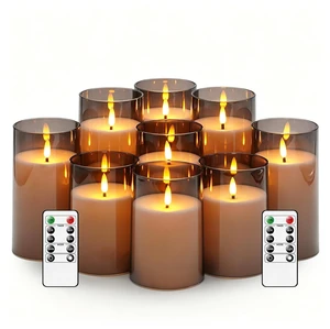 Flickering Flameless Candles Battery Operated with Remote and 2/4/6/8 H Timer Acrylic Led Pillar Candles Pack of 9 (D 3" xH 4" 5" 6") with Realistic 3D Wick Candles for Home Decor(Grey) Flickering Flameless Candles Battery Operated with Remote and 2/4/6/8 H Timer Acrylic Led Pillar Candles Pack of 9 (D 3" xH 4" 5" 6") with Realistic 3D Wick Candles for Home Decor(Grey)
