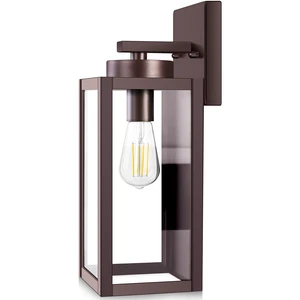 Outdoor Wall Light, Modern Exterior Porch Sconce Lighting, Brown Waterproof, Rust-Resistant, Durable Metal with Clear Glass, Standard E26 Socket, Easy to Install Outdoor Wall Light, Modern Exterior Porch Sconce Lighting, Brown Waterproof, Rust-Resistant, Durable Metal with Clear Glass, Standard E26 Socket, Easy to Install