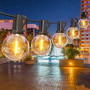 Outdoor String Lights, 50FT G40 Bulbs Shatterproof Patio Lights, Waterproof Dimmable Hanging Outdoor Lights, Connectable LED Outside Lights for Backyard Yard Gazebo Porch Party Outdoor String Lights, 50FT G40 Bulbs Shatterproof Patio Lights, Waterproof Dimmable Hanging Outdoor Lights, Connectable LED Outside Lights for Backyard Yard Gazebo Porch Party