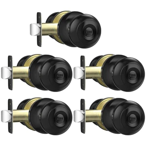 Black Door Knobs Interior Keyless Privacy Door Knob with Lock 5 Pack Matte Black Keyless Door Locks for Bedrooms, Privacy Bathroom Door Knob Reversible for Left/Right Handle, Adjustable Latch Black Door Knobs Interior Keyless Privacy Door Knob with Lock 5 Pack Matte Black Keyless Door Locks for Bedrooms, Privacy Bathroom Door Knob Reversible for Left/Right Handle, Adjustable Latch