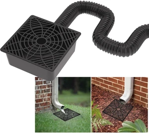 Gutter Downspout Extensions,Catch Basin Low Profile Downspout Extender | No Deep Dig Catch Basin, Flexible Pipe Extension to 5.1ft, Protect House Foundation Gutter Downspout Extensions,Catch Basin Low Profile Downspout Extender | No Deep Dig Catch Basin, Flexible Pipe Extension to 5.1ft, Protect House Foundation
