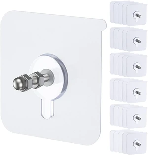 30 Pcs Self Adhesive Picture Hooks, 26.5 lbs Load No Drill Screw Stickers Heavy Duty Picture Hangers Without Nails, 16 mm No Nails Wall Hooks for Hanging, Sticky Hook for Bathroom Kitchen 30 Pcs Self Adhesive Picture Hooks, 26.5 lbs Load No Drill Screw Stickers Heavy Duty Picture Hangers Without Nails, 16 mm No Nails Wall Hooks for Hanging, Sticky Hook for Bathroom Kitchen