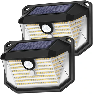 2-Pack Solar Outdoor Lights, Super Bright Solar Powered Motion Sensor Outdoor Lights, Warm White, 178s LED Outside Security Wall Lights for House, Porch, Fence 2-Pack Solar Outdoor Lights, Super Bright Solar Powered Motion Sensor Outdoor Lights, Warm White, 178s LED Outside Security Wall Lights for House, Porch, Fence