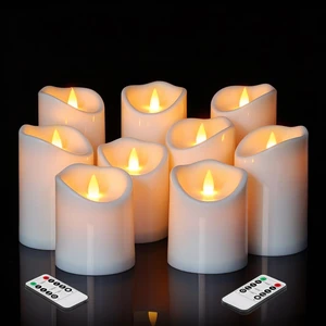Flameless Candles Set of 9 Plastic LED White Pillars with 2 Remotes & Timer, Battery Operated Outdoor Decor for Garden Patio, Wedding & Home Festival (White - 3" D x 9 Pack) Flameless Candles Set of 9 Plastic LED White Pillars with 2 Remotes & Timer, Battery Operated Outdoor Decor for Garden Patio, Wedding & Home Festival (White - 3" D x 9 Pack)