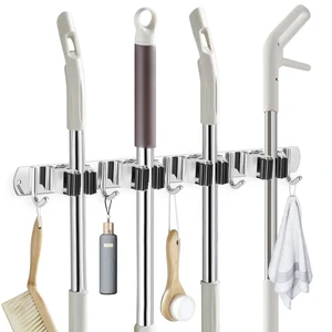 Broom Holder Wall Mount Stainless Steel Mop Organizer 4 Racks 5 Hooks Heavy Duty Garage Organization Storage,Broom and Mop Organizer Wall Hanging Self Adhesive for Laundry Room Broom Holder Wall Mount Stainless Steel Mop Organizer 4 Racks 5 Hooks Heavy Duty Garage Organization Storage,Broom and Mop Organizer Wall Hanging Self Adhesive for Laundry Room